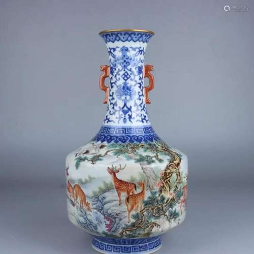A Blue & White Fencai Porcelain Vase