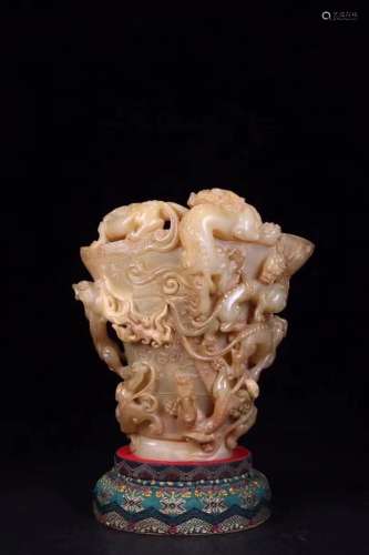 An Old Carved Soapstone Vessel