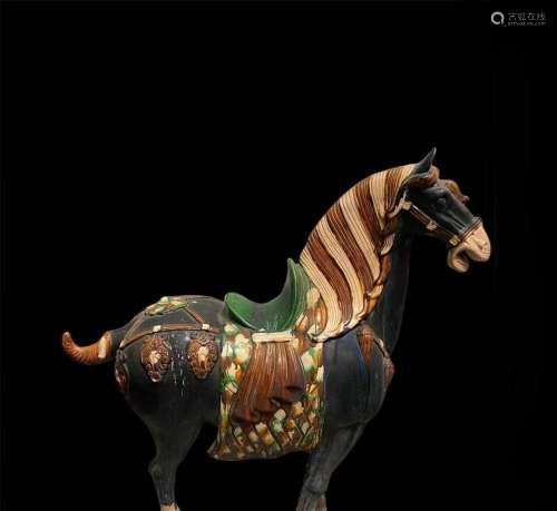 A TangSai Cai Pottery Horse Statue