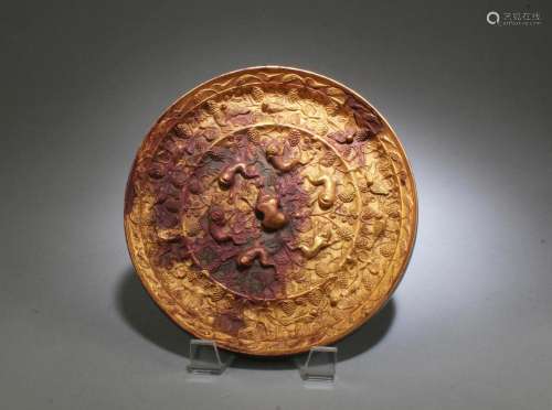 A Gilt Bronze Round Mirror