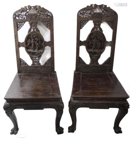 A Pair of Chinese Hardwood Chairs