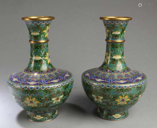 A Pair of Chinese Cloisonnes Vases