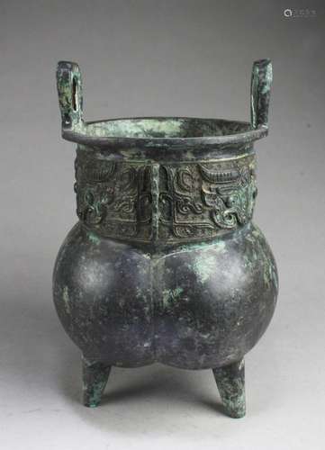 A Bronze Tripod Censer