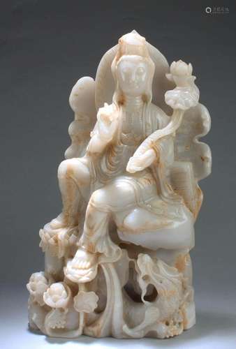 A Carved Jade Guanyin Statue