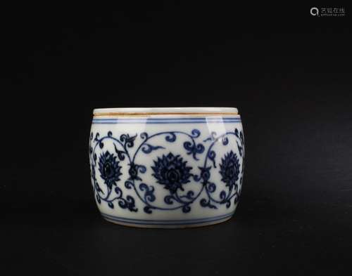 Chinese Blue & White Cricket Container