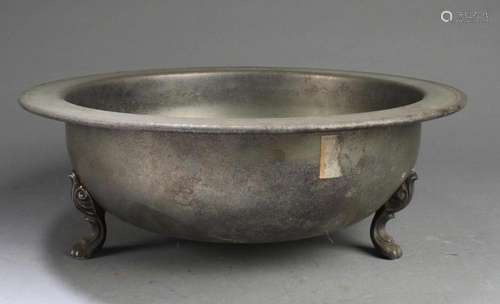 A Silver-Plated Tripod Round Bowl