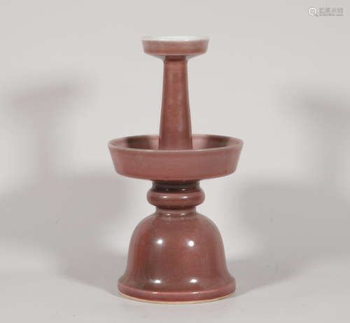 A Peach-bloom Candlestick Qianlong Period