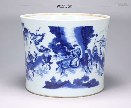 The penholder of Chongzhen blue-and-white figures in the Min...