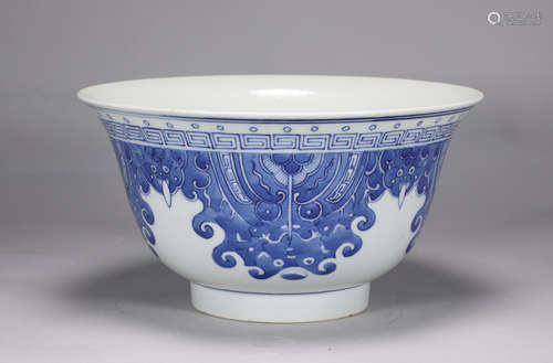 Qing Dynasty Kangxi blue and white gluttonous bowl