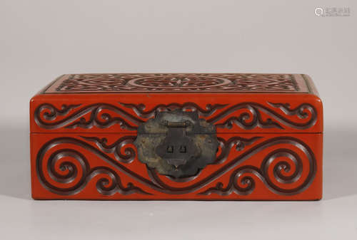 Carved Cinnabar Lacquer Box Qing Style