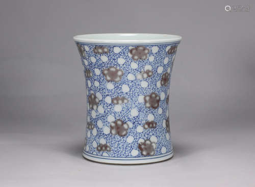 Qing Dynasty Kangxi blue and white underglaze red ice plum p...