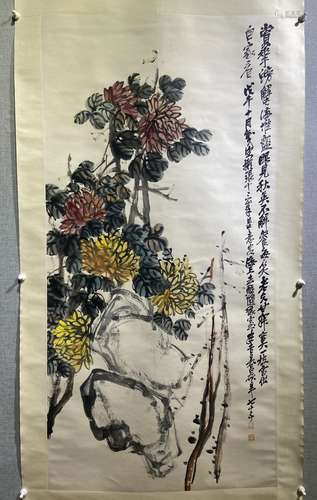 吴昌硕 菊花 设色纸本立轴