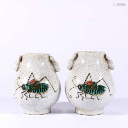 Pair Of Ge Glaze Porcelain Vessels
