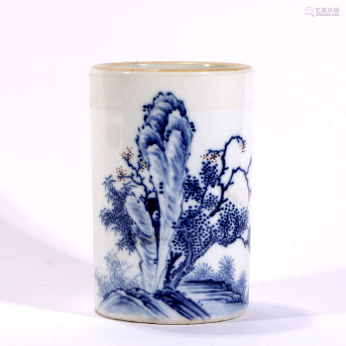 Wang Bu - Blue And White Porcelain Brush Pot