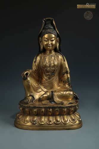 Ming Dynasty Copper Gold Gilded Statue