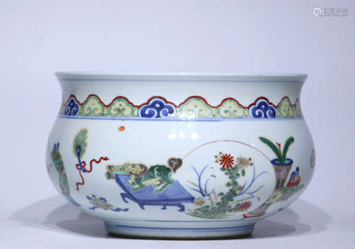Qing Dynasty Period Of Kangxi Verte Famille Porcelain Painti...