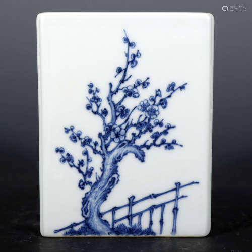 Wang Bu - Blue And White Porcelain Square Brush Pot