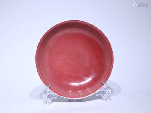 Qing Dynasty Period Of Daoguang Red Porcelain Dish