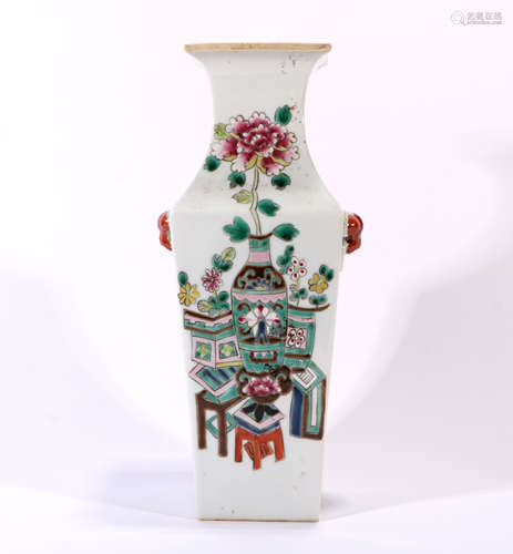 Famille Rose Porcelain Square Bottle