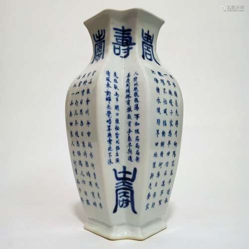 Chinese Blue and White Porcelain Vase,Mark