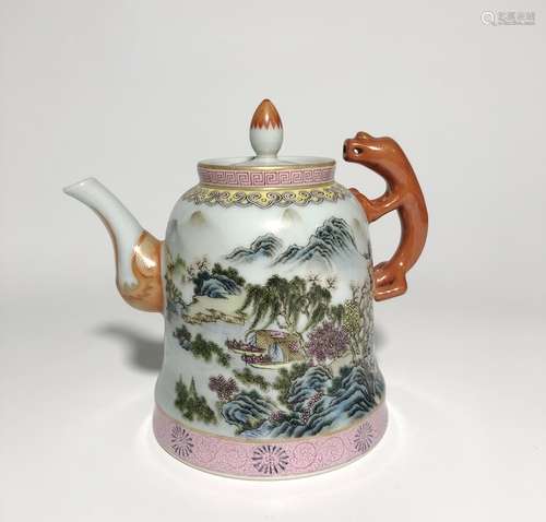 Chinese Enamel Famille Rose Porcelian Teapot,Mark