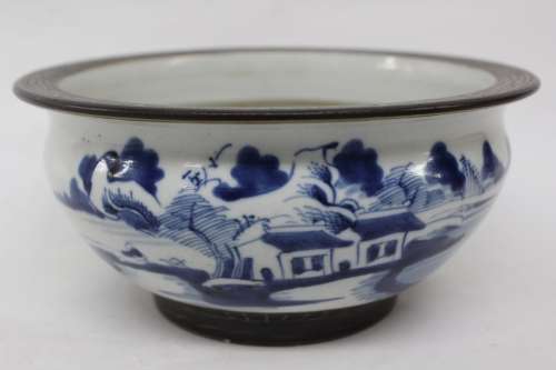 Late Qing Chinese Blue and White Porcelain Burner