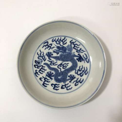 Chinese Blue and White Porcelain Plate,Mark