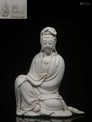 Chinese Blanc De Porcelain Guanyin,Mark