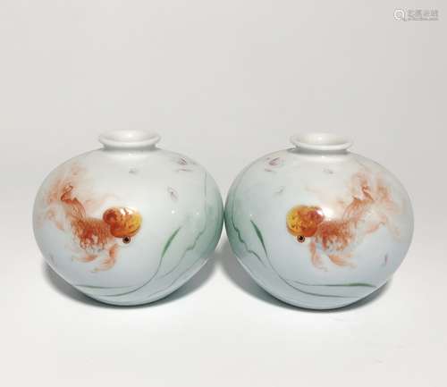 Pair of Chinese Glazed Porcelain Water Jar