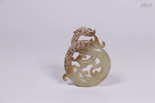 Chinese Hetian Jade Dragon Pendant