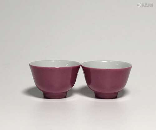 Pair of Chinese Glazed Porcelain Cups,Mark