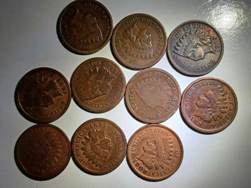 A set of copper-nickel Indian cents