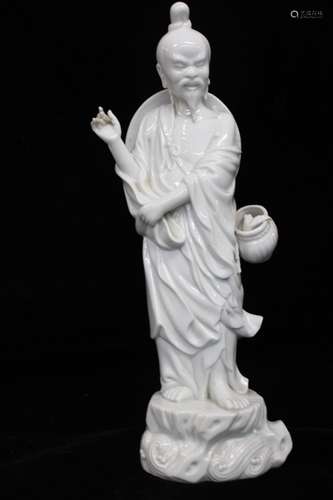 Chinese White Glazed Porcelain Standing Fisher