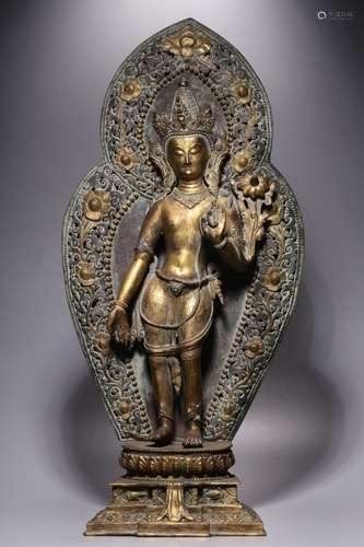 Qing Chinese Gilt Bronze Guanyin