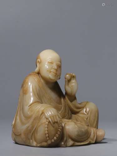 Chinese Soapstone Carved Luohan Statue