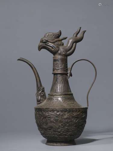 Ming Chinese Silver Engraved Ewer