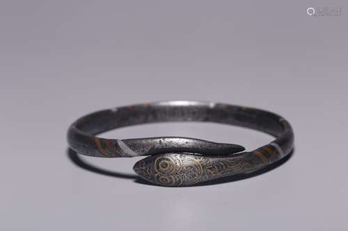 Tibetan Sneak Metal Bangle,Gold&Silver inlaid