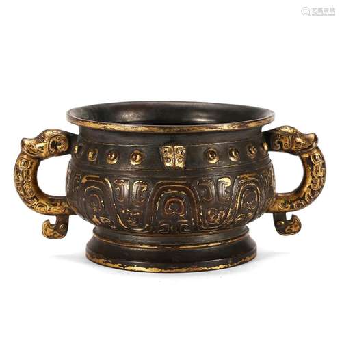 A GILT-BRONZE INCENSE BURNER