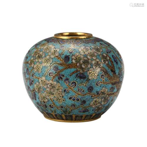 A CLOISONNE ENAMEL BRONZE FLORAL WATER POT