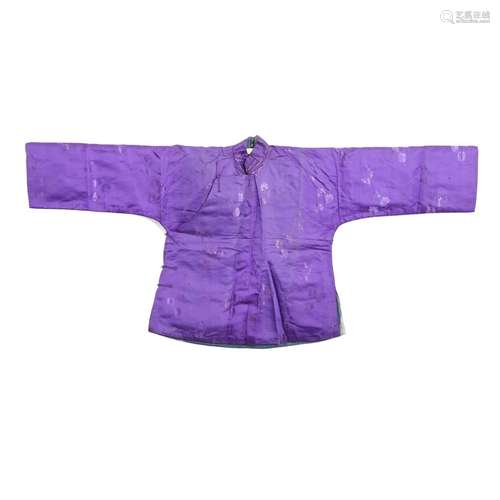 A PURPLE-GROUND EMBROIDERED LADY'S ROBE