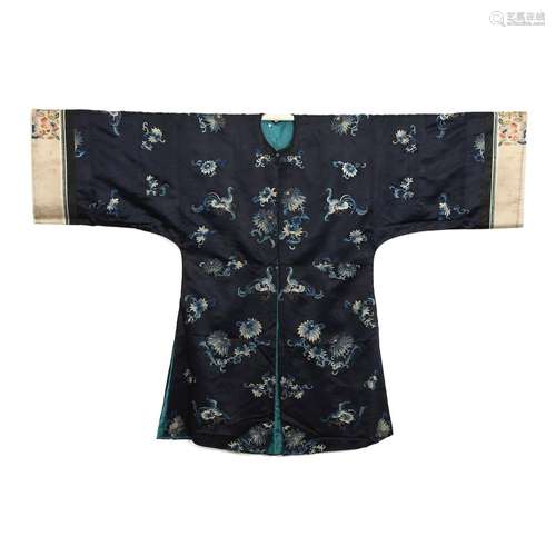 A BLACK GROUND EMBROIDERED LADY'S ROBE