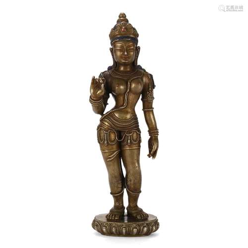 A BRONZE FIGURE OF STANDING BODHISATTVA