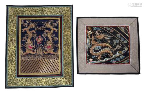 Two dragon embroidered panels
