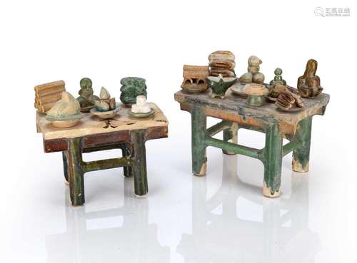 Two sancai offering tables