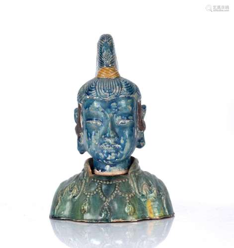 Glazed porcelain model of Guanyin's head