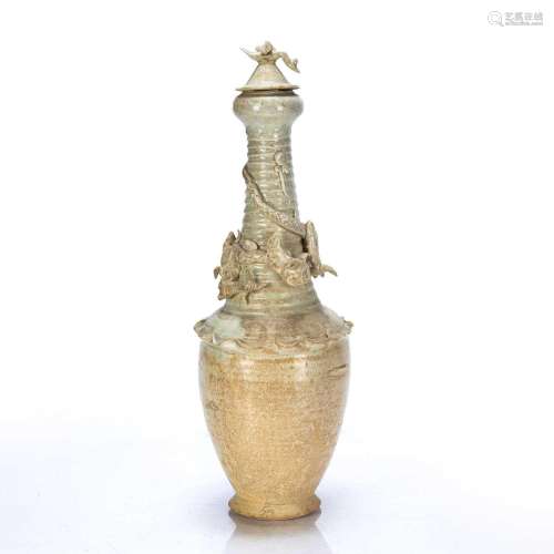 Qingbai porcelain funerary vase and associated cover