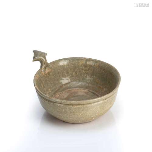 Olive green stoneware bowl