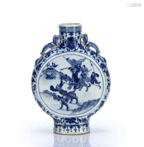 Blue and white moon flask