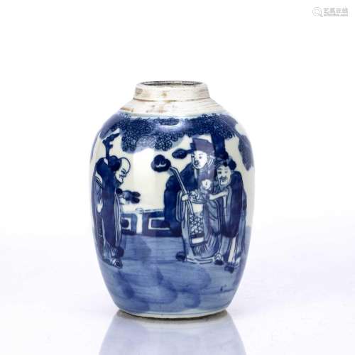 Blue and white porcelain jar