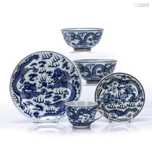 Group of blue and white porcelain